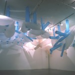 “Lake Effect”, 2002, 65’x25’x11’; nylon, blowers, tubing.