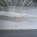 “Dewpoint”, 2003, 10'x19'x22", glass, silicone, felt, wood, rope, hardware. 